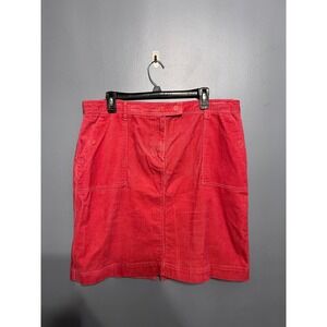 Women's Jones New York Sport Coral Corduroy Skirt W Pockets Stretch SZ 16 Y2K